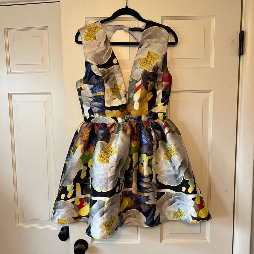 Hesperus multicolor prom party mini dress L